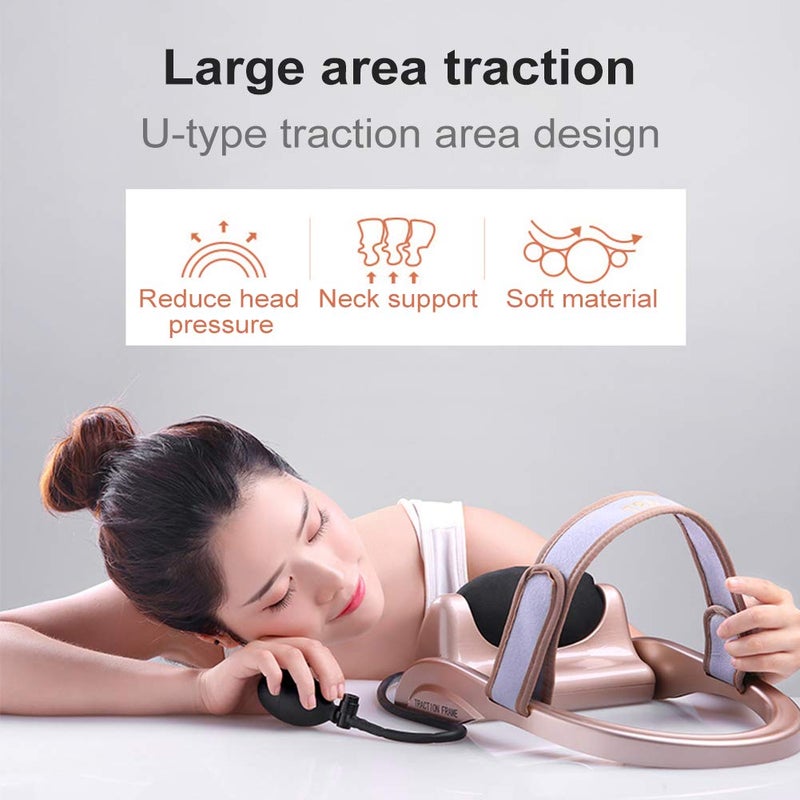 WOOLALA Cervical Neck Traction Device, Chronic Neck Pain Relief Muscle Relax Pillow with Band Neck Curve Correct Home Neck Stretcher - Image 4